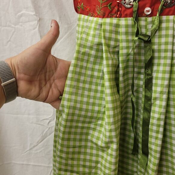 Hammerschmid Child's Dirndl Dress Red and Green German Austrian Size 116 or 6-7 - Picture 5 of 5